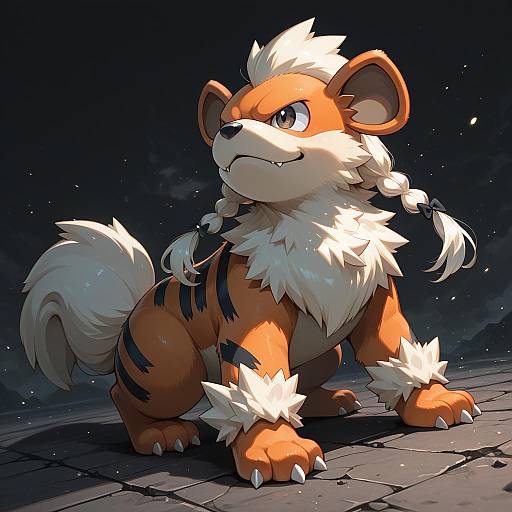 Illustration of Growlithe, pokemon in the style of Kyou (fr39)