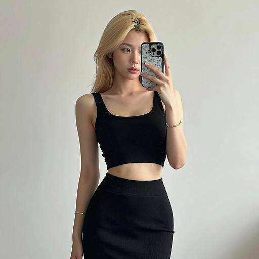 Blonde Woman Taking a Mirror Selfie