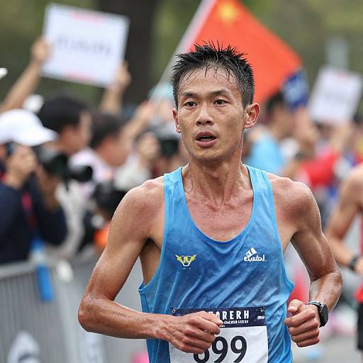 Determined Marathon Runner Final Stretch