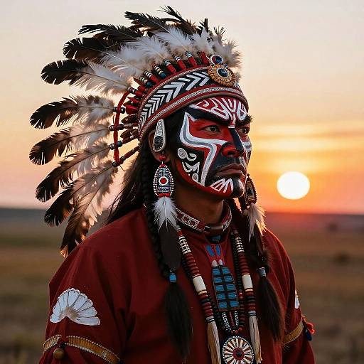 Fierce Native American Warrior Portrait