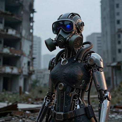 Cyberpunk Maiden in Abandoned City