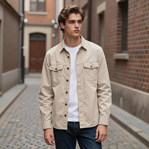 Casual Young Man in Urban Alley