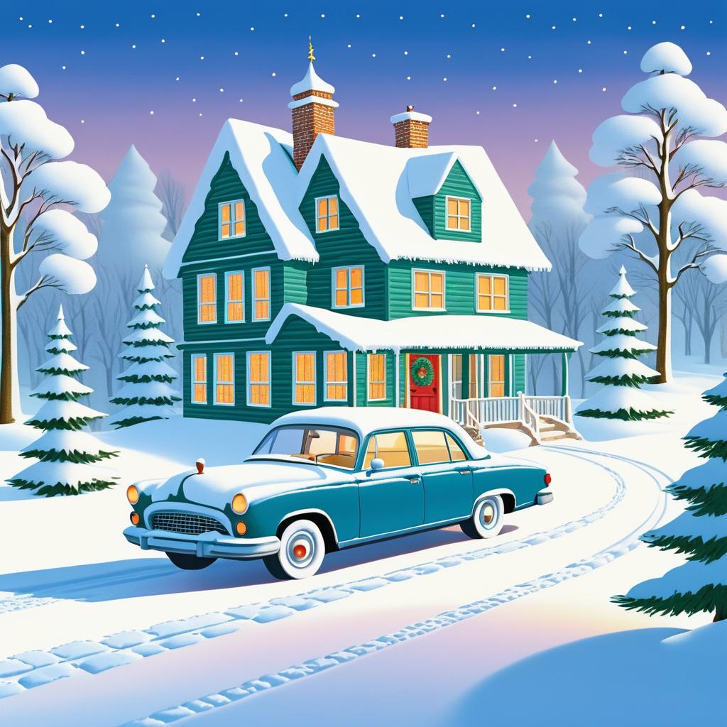 Winter Wonderland Car Journey Illustration