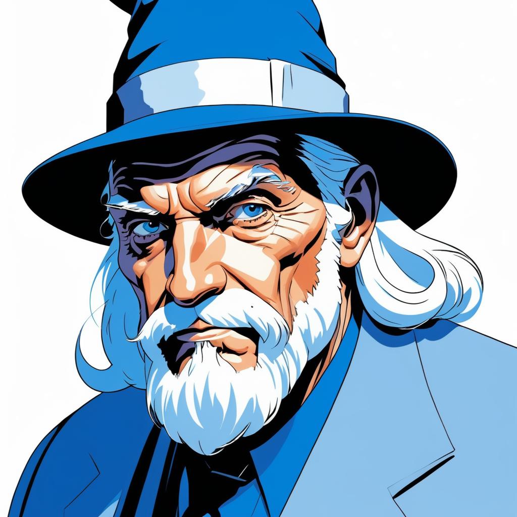 Elderly Wizard in Modern Comic Style