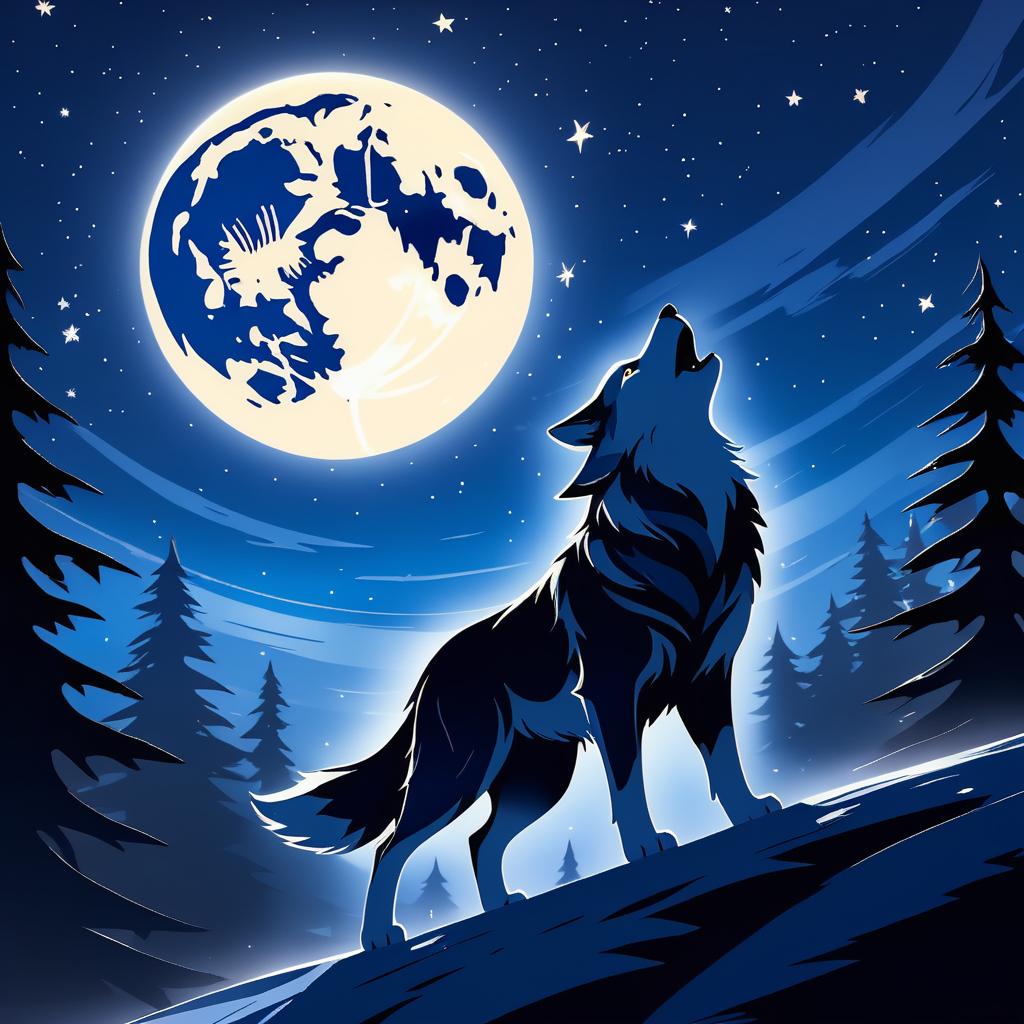 Fearless Wolf Howling Under the Moon