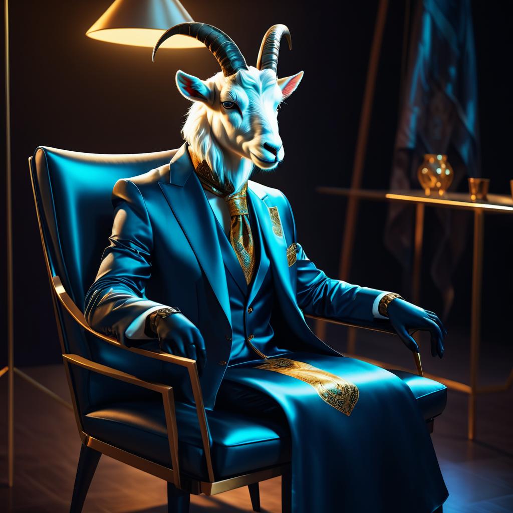 Business Goat in Silk Scarf Artwork