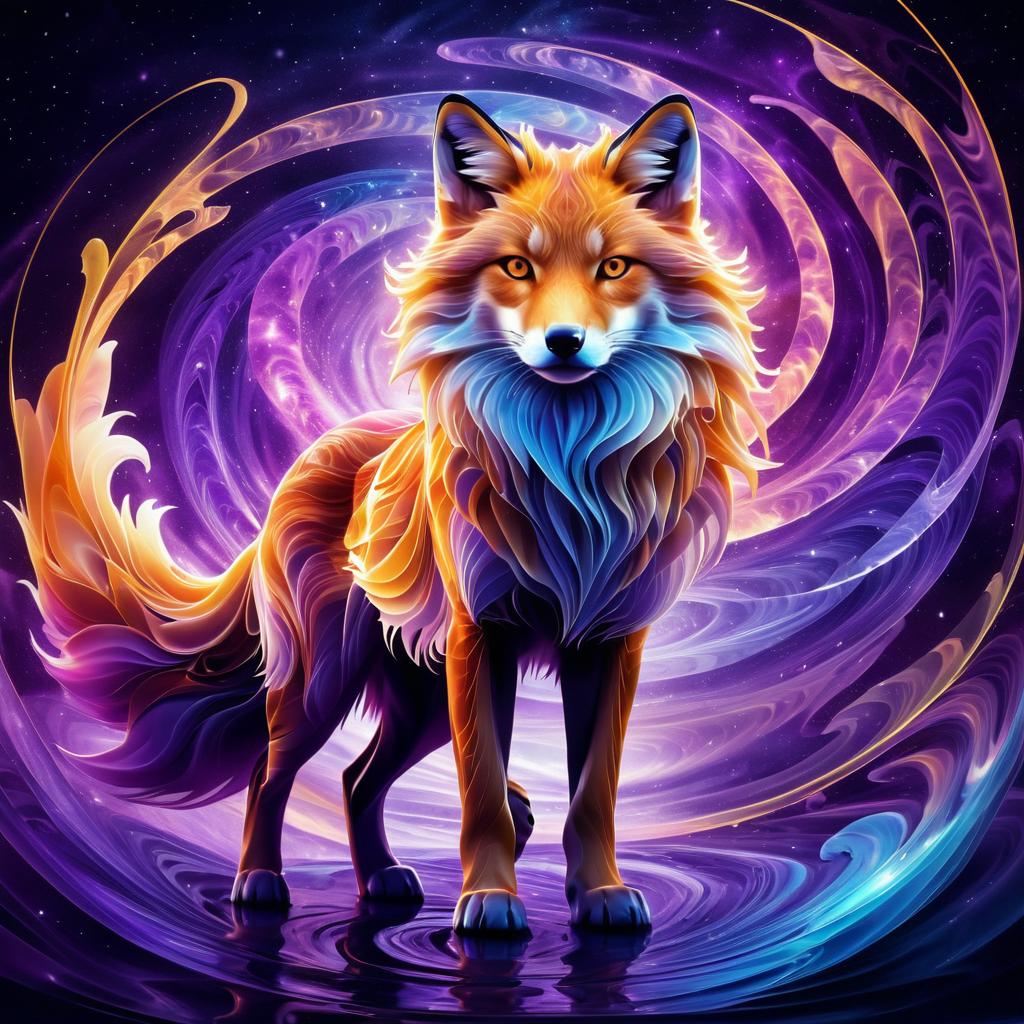 Majestic Fox in Ethereal Energy Swirls