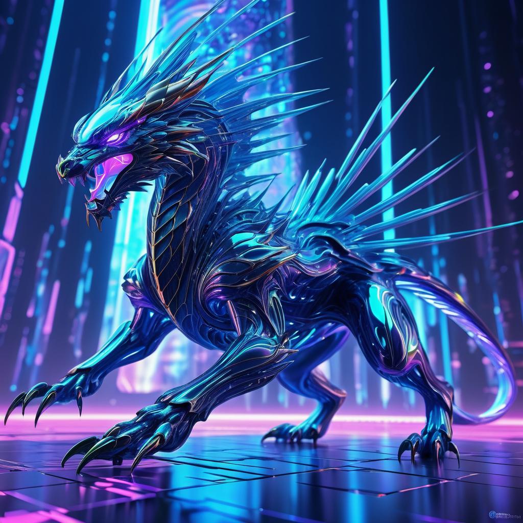 Hyperrealistic Holographic Matrix Creature Art