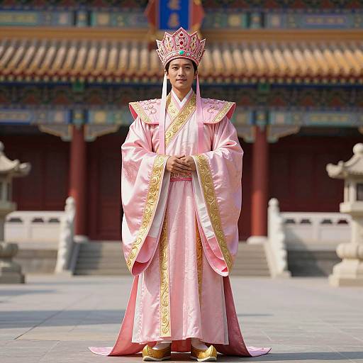 Royal Pink Costume Photograph of Asian Man