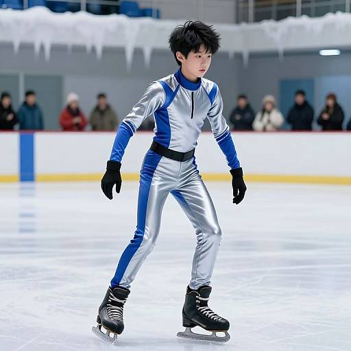 Teen Skater in Modern Ice Suit