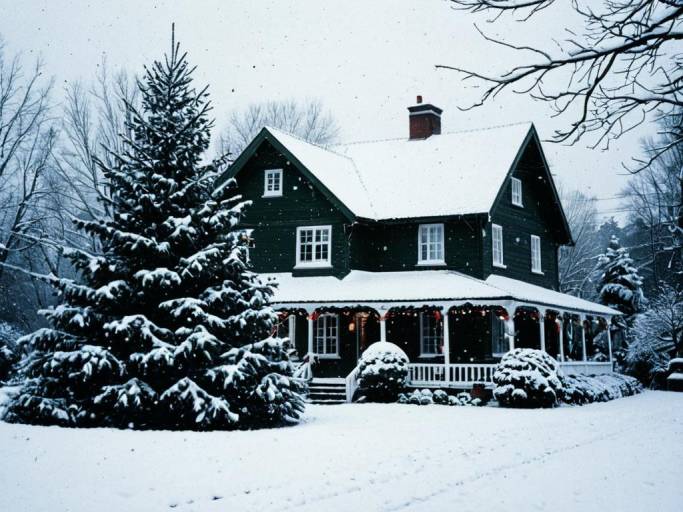 Cozy Christmas Country Scene Wallpaper
