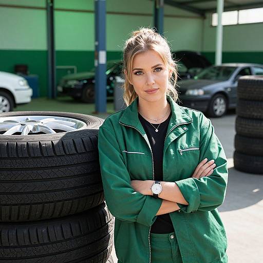 Confident Woman Mechanic in Garage