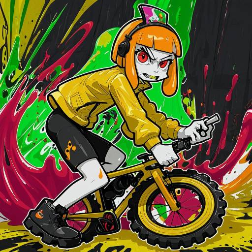 Illustration of Agent 4 (splatoon), splatoon (series) in the style of Sanshoku amido