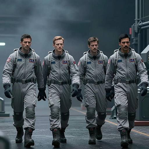 Explorers in Misty Blue Environment