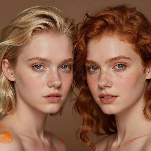 Close-Up Portrait of Two Young Women