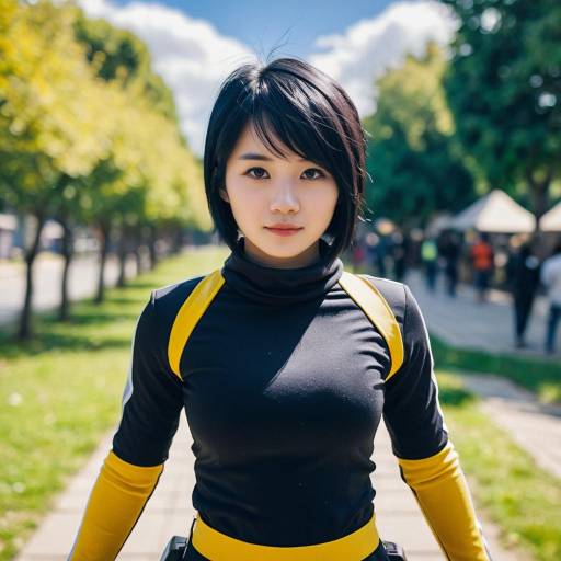 Woman in Black and Yellow Costume Outdoors