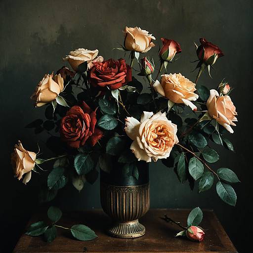 Baroque Vintage Rose Bouquet in Muted Tones