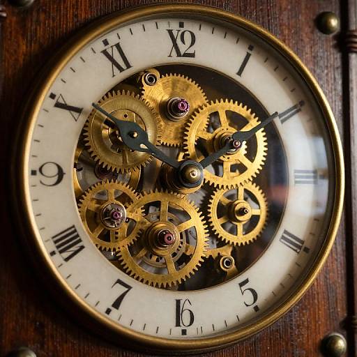 Vintage Mechanical Clock with Brass Gears