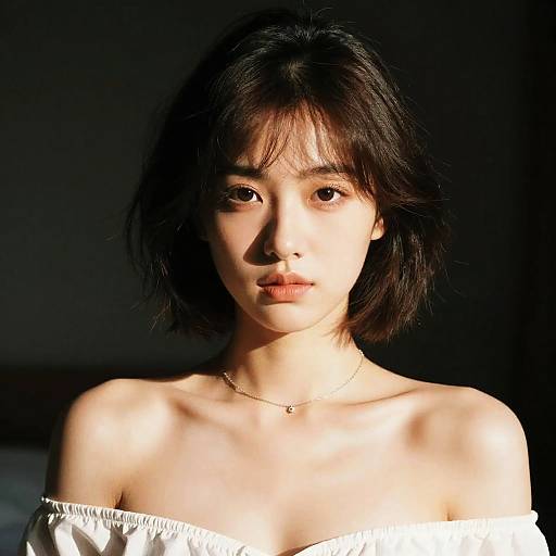 Portrait of Young Woman with Fluffy Short Hair