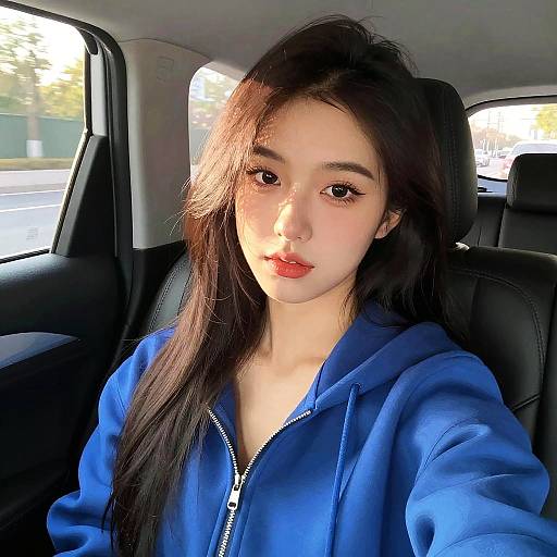 Young Woman Selfie in Car