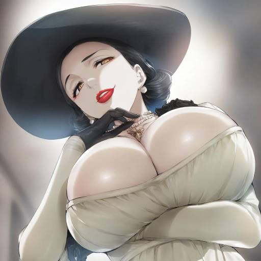 Illustration of Alcina dimitrescu, resident evil in the style of Hisasi