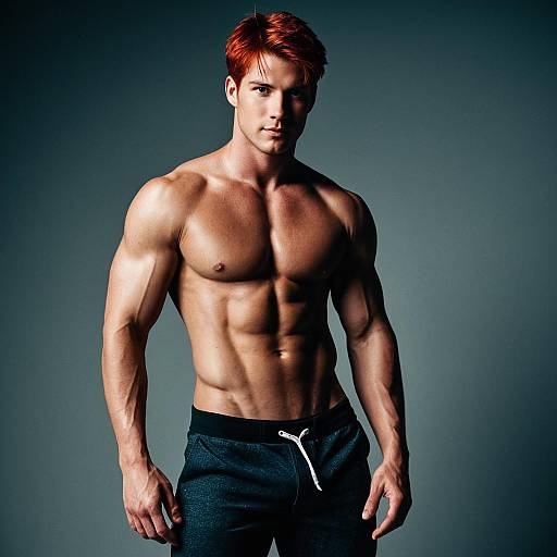 Muscular Red-Haired Man with Defined Abs