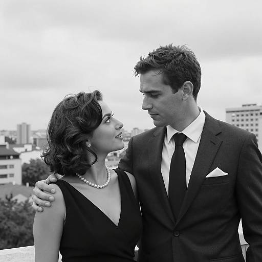 Romantic Black and White City Portrait