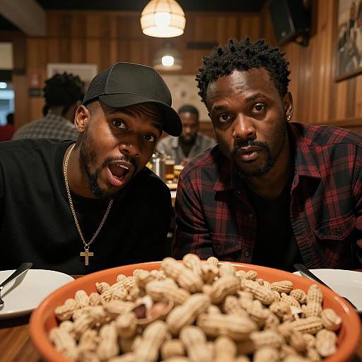 Candid Moment in a Dimly Lit Restaurant