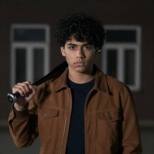 Serious Young Man Holding Baseball Bat
