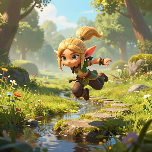 Nimble Goblin Acolyte In Sunlit Meadow