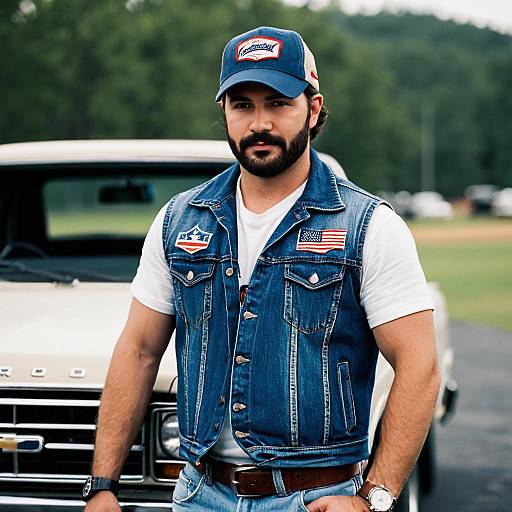 Man in American Denim Redneck Costume
