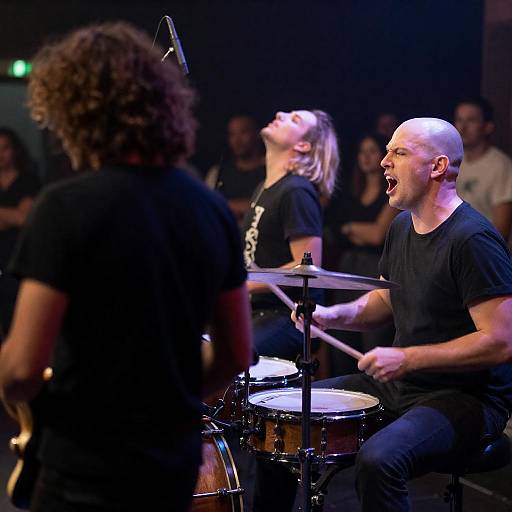 Live Band Performance with Intense Drummer