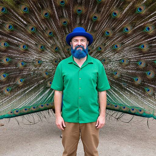 Man with Blue Beard and Peacock