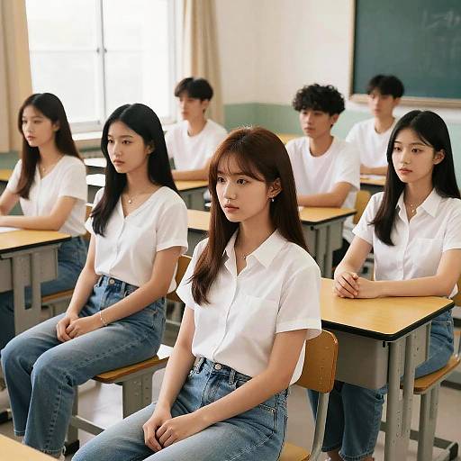 Realistic College Classroom Group Scene