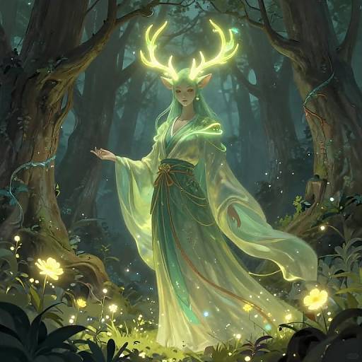 Mythical Forest Guardian Spirit Illustration