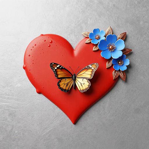 Red Heart with Sky Blue Bouquet