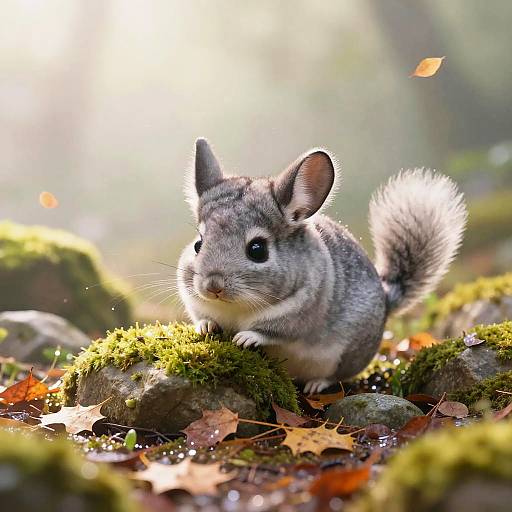 Whimsical Chinchilla in Autumn Forest