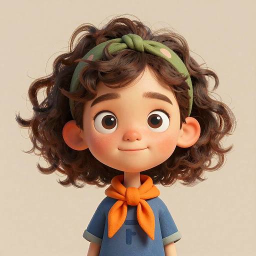 Stylized Cartoon Girl Portrait