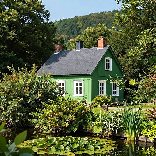 Vibrant Green Cottage Amidst Nature