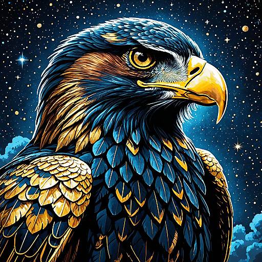 Celestial Hawk Illustration in Gurney Style