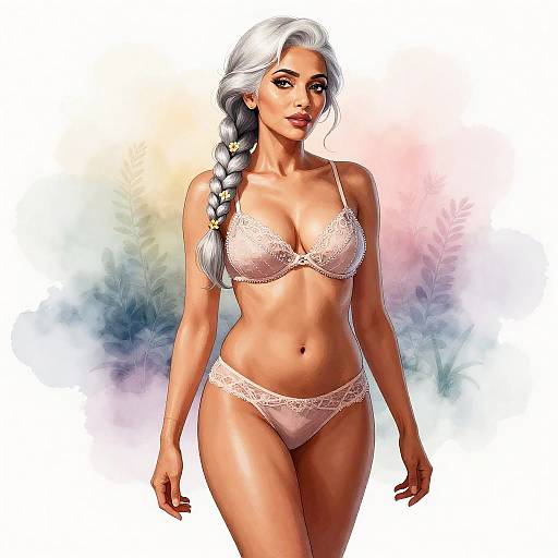 Botanical Watercolor Pin-Up: Silver-Braided Matriarch