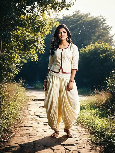 Woman in Dhoti Suit Salwar Outdoors