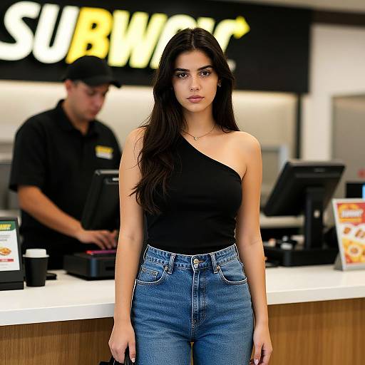 Young Woman at Fast-Food Counter