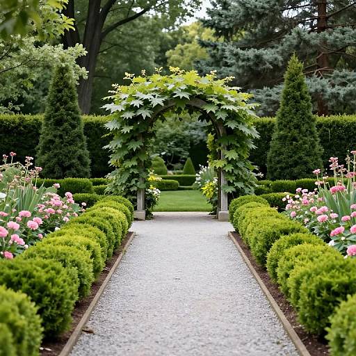 Symmetrical Garden Pathway with Arch