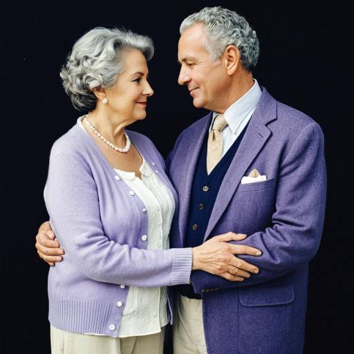 Elderly Couple Embracing in Elegance