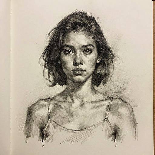Charcoal Sketch Portrait of Woman