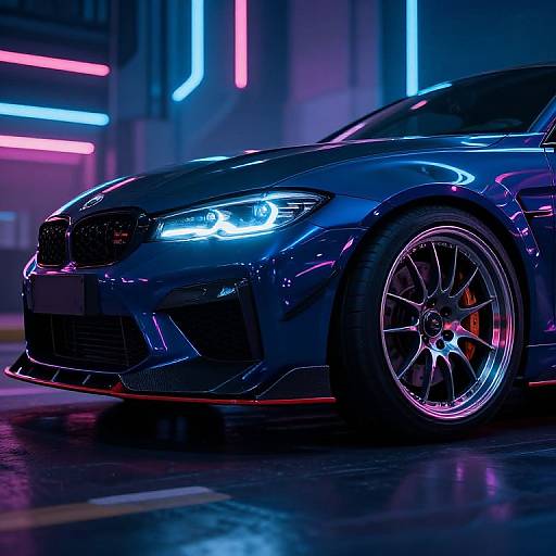 Futuristic Neon Tuned Car Close-Up