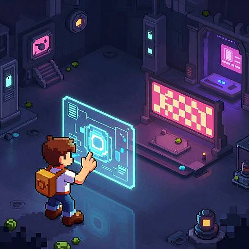 CrossCode-Inspired Neon Puzzle Scene