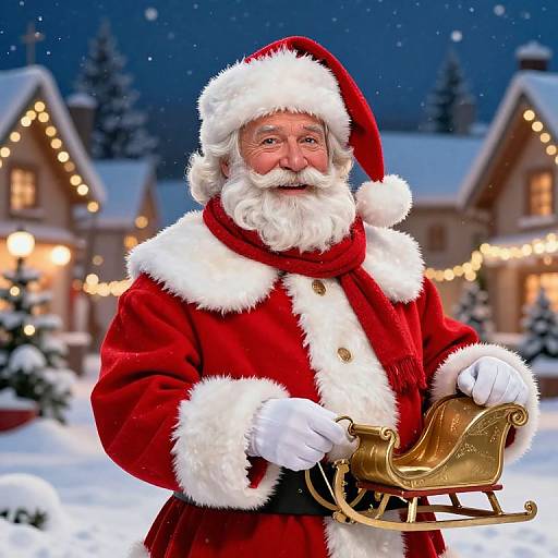 Classic Male Santa in Cozy Winter Village