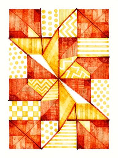 Abstract Zig Zag Geometric Patchwork